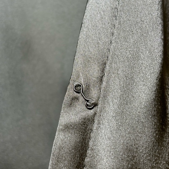 Abercrombie & Fitch - Bohemian Silky Satin with Tie Olive Green Tie-Front Blouse - Picture 8 of 9